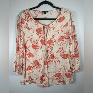 Stitch Fix Papermoon Cream and Orange Floral Top. Fall Top! Size Med.
